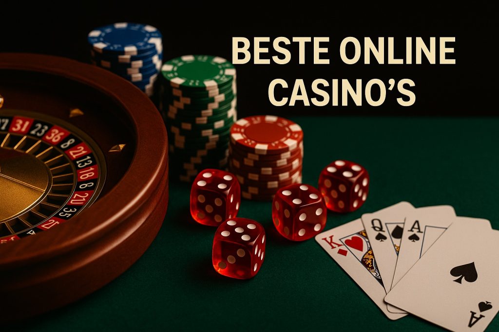 Beste online casino’s met roulette, fiches, dobbelstenen en speelkaarten