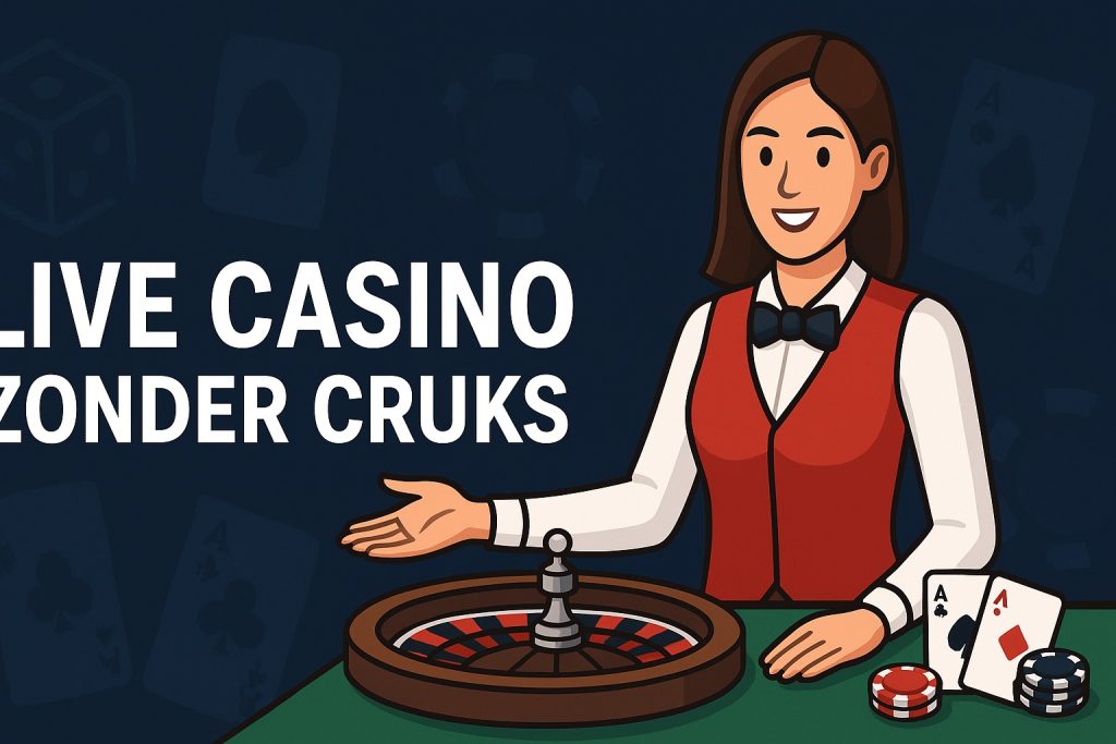 Banner van een live casino zonder Cruks registratie met roulette en kaartspellen